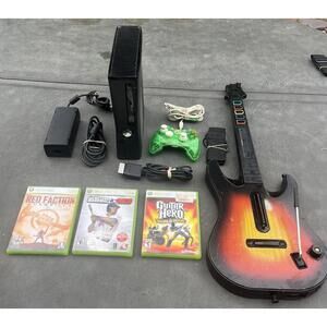 Xbox 360 S Console 4GB Guitar Hero Controller Bundles And Games - Tested!!